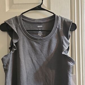 Sonoma Gray Ruffled Sleeveless Tank Top